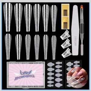 120 PCS Dual Nail Forms, 100 PCS Nail Forms for Gel, 24 PCS Duet System Forms